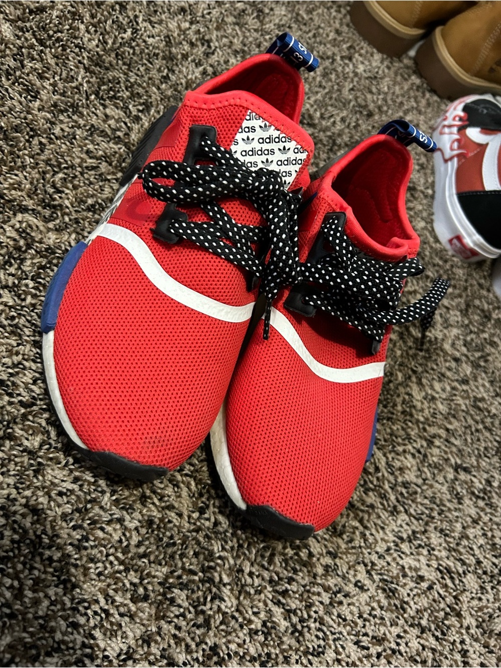 adidas Kids Red Sneakers with Black Accents